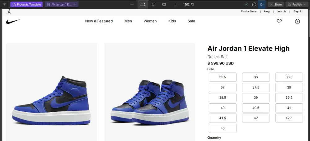 Webflow build : Redesign Nike E-Commerce website