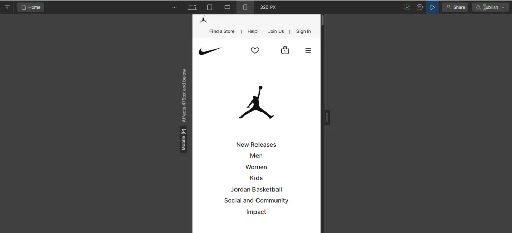 Webflow build : Redesign Nike E-Commerce website