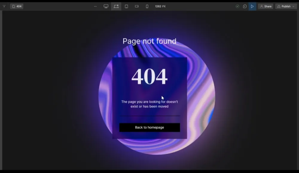 Modern design for a 404 page