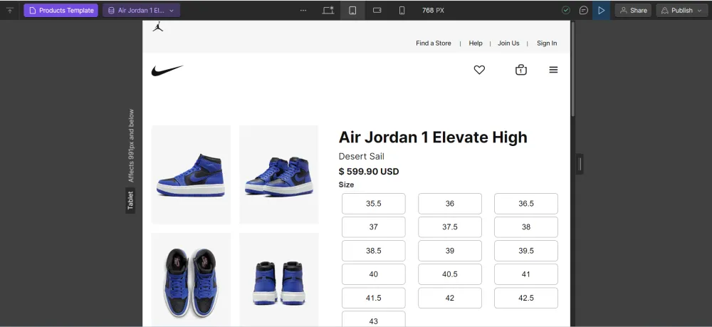 Webflow build : Redesign Nike E-Commerce website