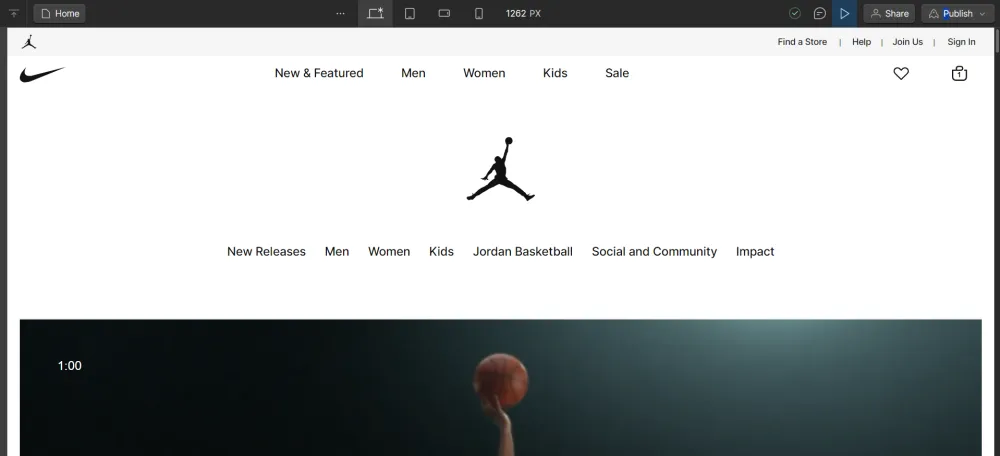 Webflow build : Redesign Nike E-Commerce website